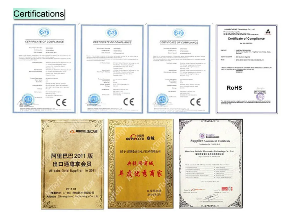 kingfish certifications for Ego and Evod All in one e cigarette