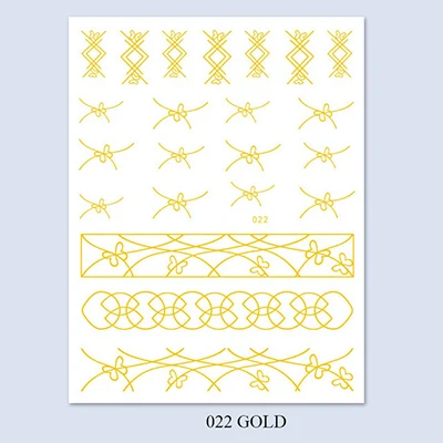 3D Nail Art Sticker Gold Silver Circle Nail Stickers Hollow Geometry Line Adhesive Slider Sticker Star Moon Decals Z0158 - Цвет: 22gold