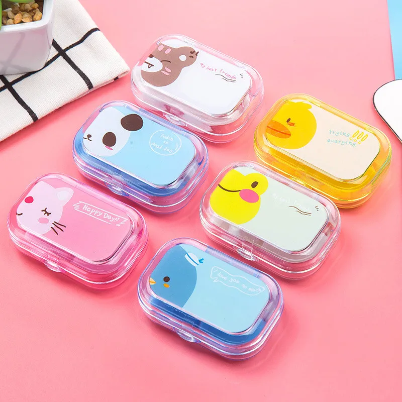 

Cartoon Anime Gift Lovely Invisible Glasses Case Portable PVC Contact Lens Storage Boxes Travel Mini Lens Case Nursing Bins