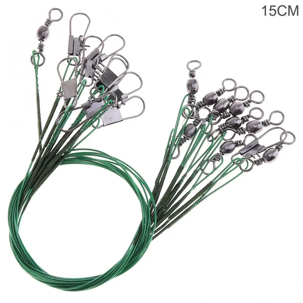 

20pcs 15cm Stainless Steel Anti-bite Fishing Lure Trace Wire Lead Line Rope with B-type Pin Swivel and 8-letter Ring for Ocean