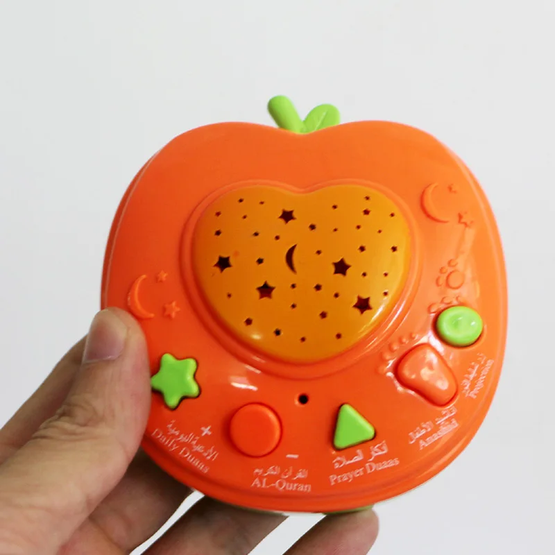 

Mini Muslim Quran Learning Machines Arabic Auran Koran Apple Shape Stories Teller Coran Education Toys LED Light TY0077