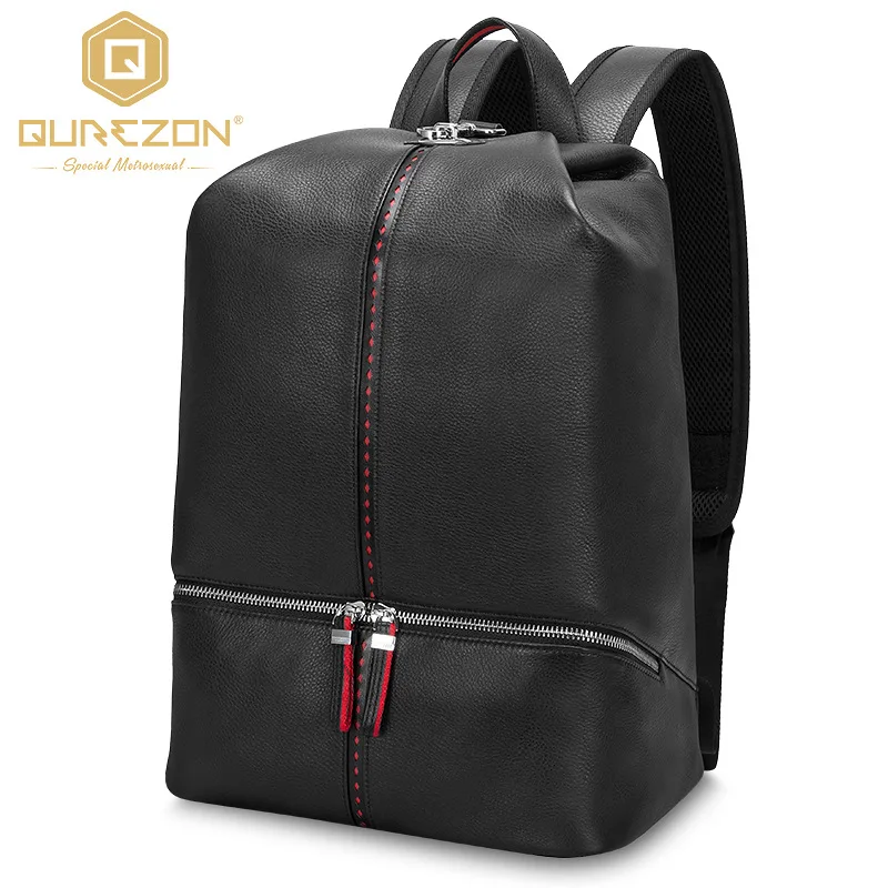 

Designer High Quality Brand Laptop Genuine Leather Backpack Men's Travel Bags 2019 Multifunction Rucksack Black School Backpacks