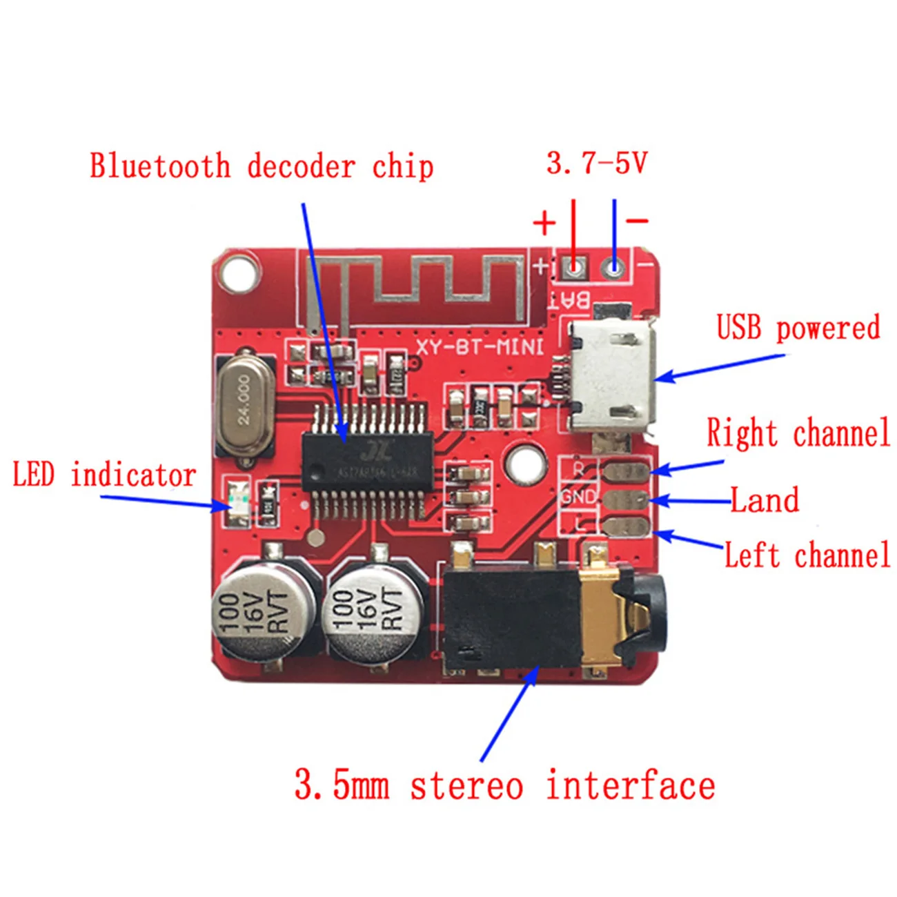 Bluetooth аудио приемник плата Bluetooth 4,1 mp3 декодер не допускающий потерь беспроводной стерео музыкальный модуль 3,7-5 в XY-BT-Mini