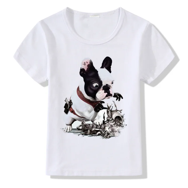 Детская футболка с героями мультфильмов «Mission want» летние топы для детей, футболка с 3D-принтом «Французский бульдог» для мальчиков, Детская футболка, одежда