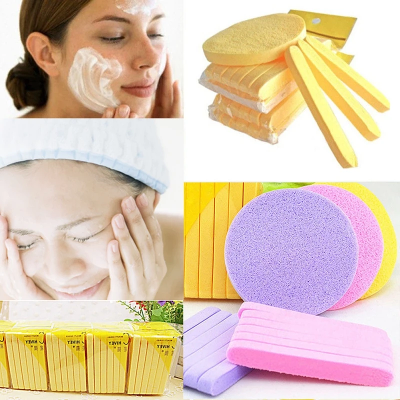 

12 Pcs Compressed Facial Cleaning Wash Puff Sponge Seaweed Cotton Wash Surface Flapping Portable Antibacterial Make-up Remover