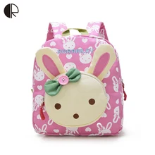 Lovely Cute Kids School Bags Rabbit Bear Dolls Applique Canvas Backpack Mini Baby Toddler Book Bag