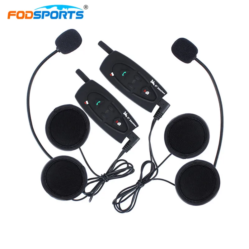 

2Pcs Fodsports V2 500M Bluetooth Headset Intercom Motorcycle Helmet Headset Full Duplex Wireless Intercom Waterproof Interphone