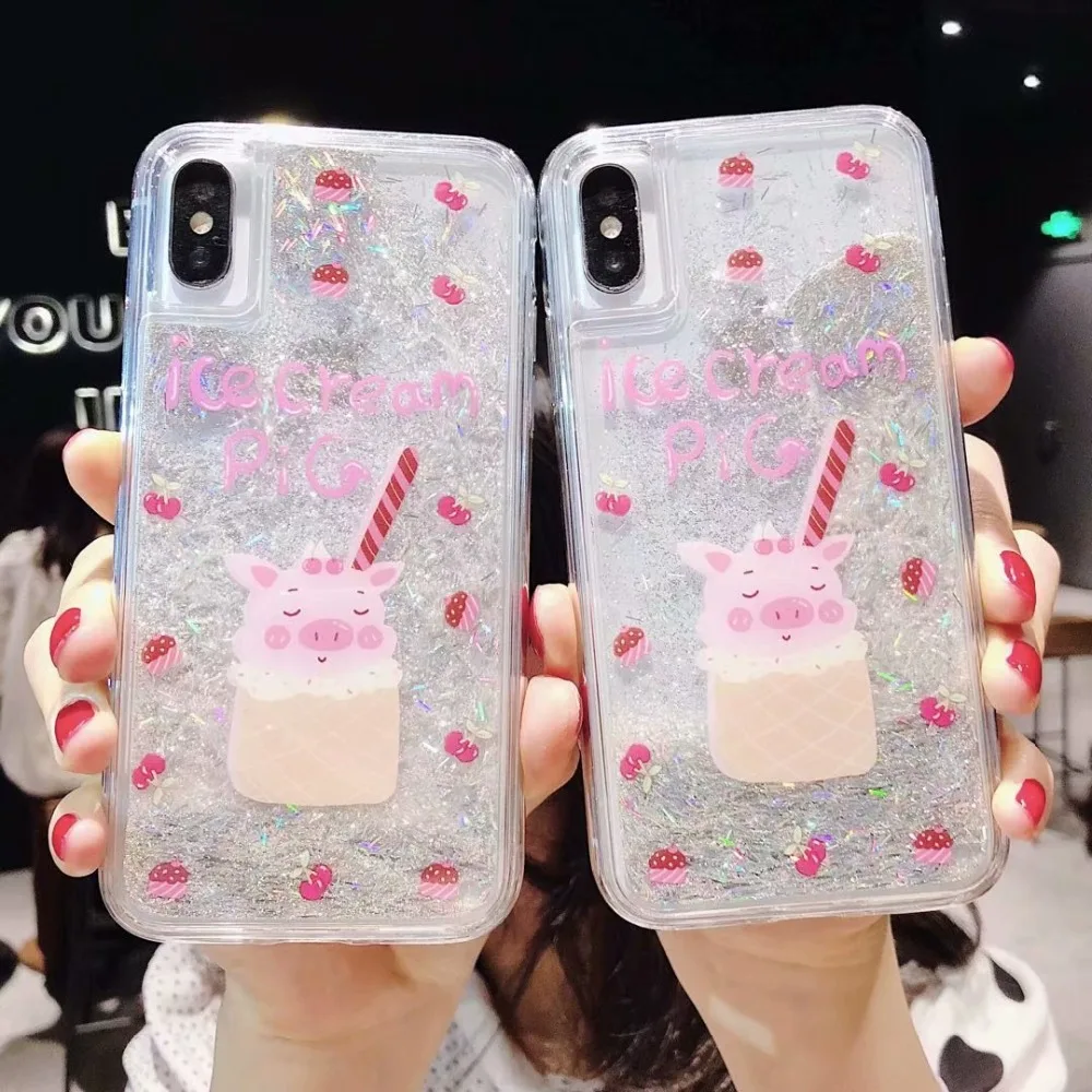 3D милый мороженое блеск чехол для телефона iPhone X XR XS Max противоударный силиконовый
