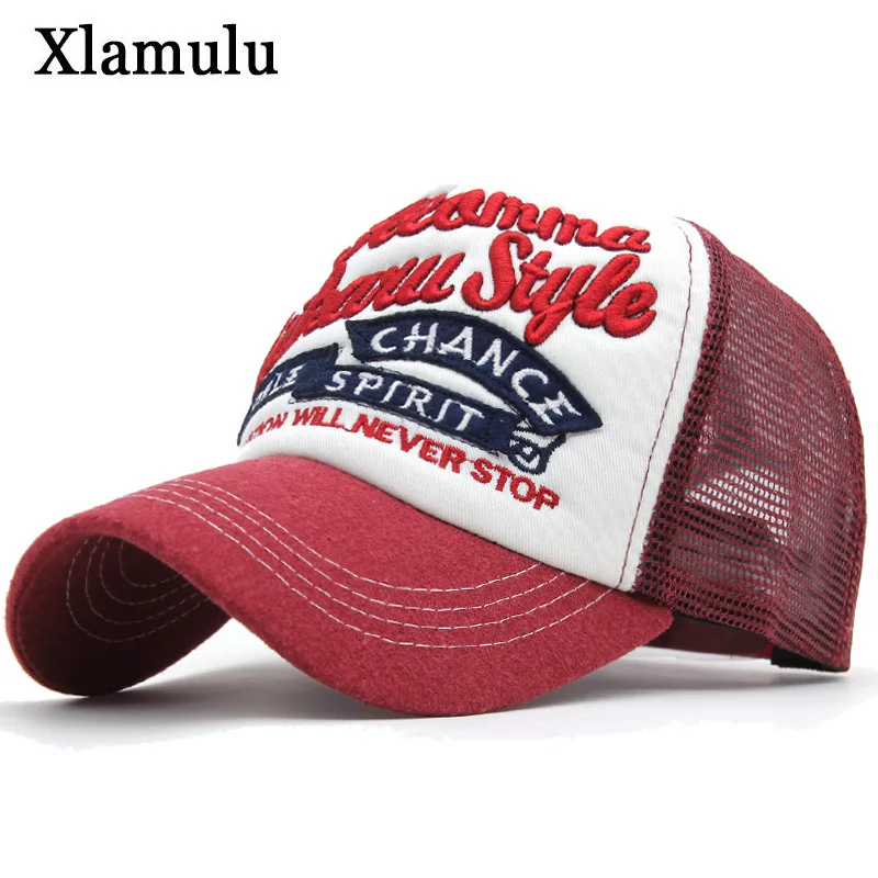 Xlamulu летние сетчатые бейсболки бейсболка женская, шапка для мужчин повседневная Кепка кость шляпа Gorras 5 панель хип хоп папа Кепка