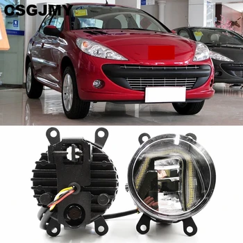 

3-IN-1 Functions Auto LED DRL Daytime Running Light Car Projector Fog Lamp with yellow signal For Peugeot 207 2009 - 2012 2013