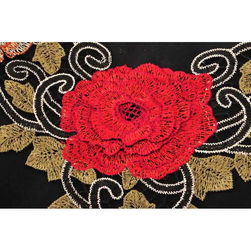 New Fashion Girls Dress Embroidery Big Flower Baby Girls Dresses Black Long Sleeve Fall Girls Clothing Party Girls Outfit (3)