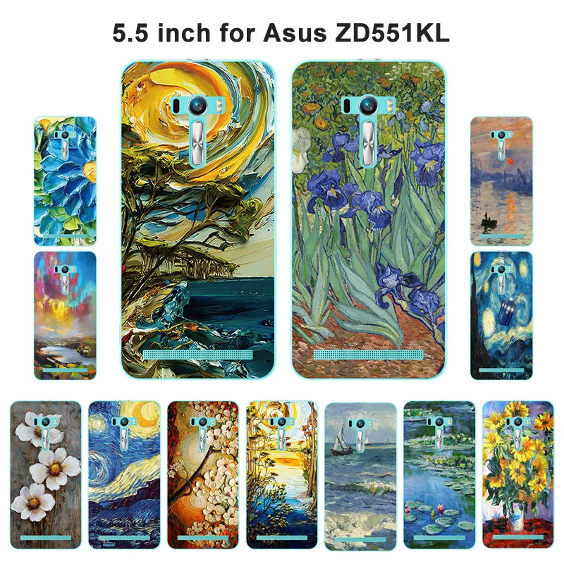 Мягкий силиконовый чехол для Asus Zenfone Selfie ZD551KL 5 дюйма масляная роспись чехлы |