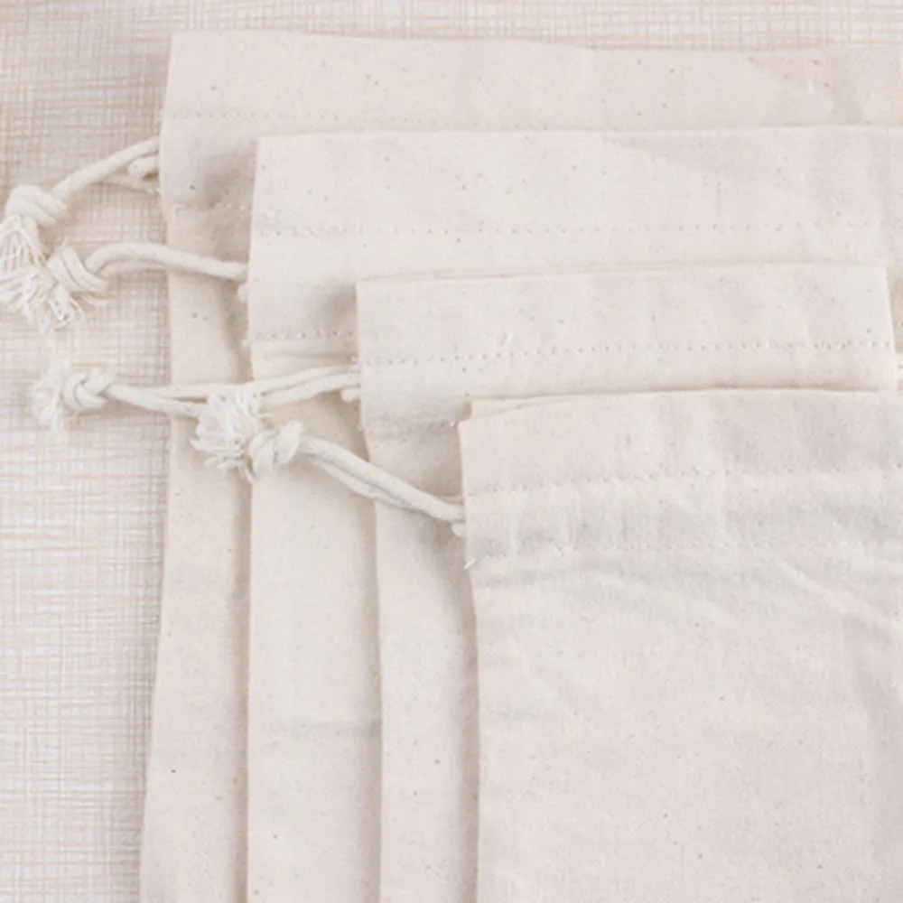 1 шт. натуральный чистый белый хлопок лен джутовый мешок для упаковки ювелирных изделий свадебные подарочные сумки
