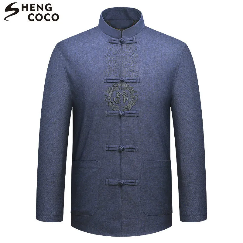Мужские китайские Топы SHENG COCO Осенние хлопковые мужские топы с вышивкой и