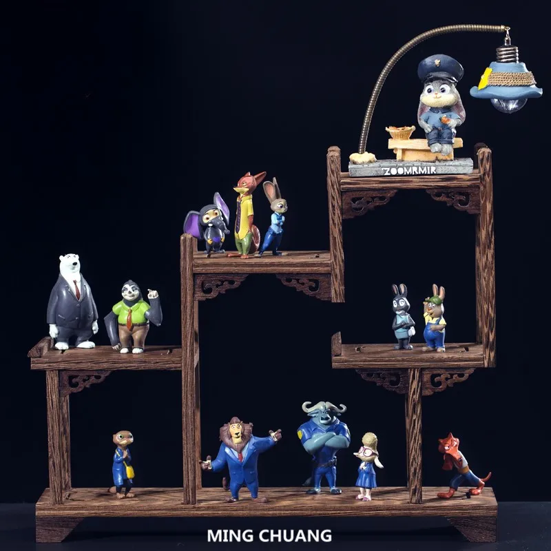 

Q-version Zootopia Cottontail Vulpes Vulpes Zootropolis With LED Light Holiday Gift Resin 4-8CM Action Figure Toy BOX J568