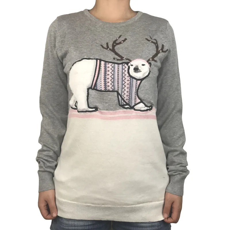 Funny Light Up Ugly Christmas Sweater for Women Kawaii Fuzzy Fluffy Poly Bear Patterned Xmas Pullover Jumper Oversized S-4XL 2