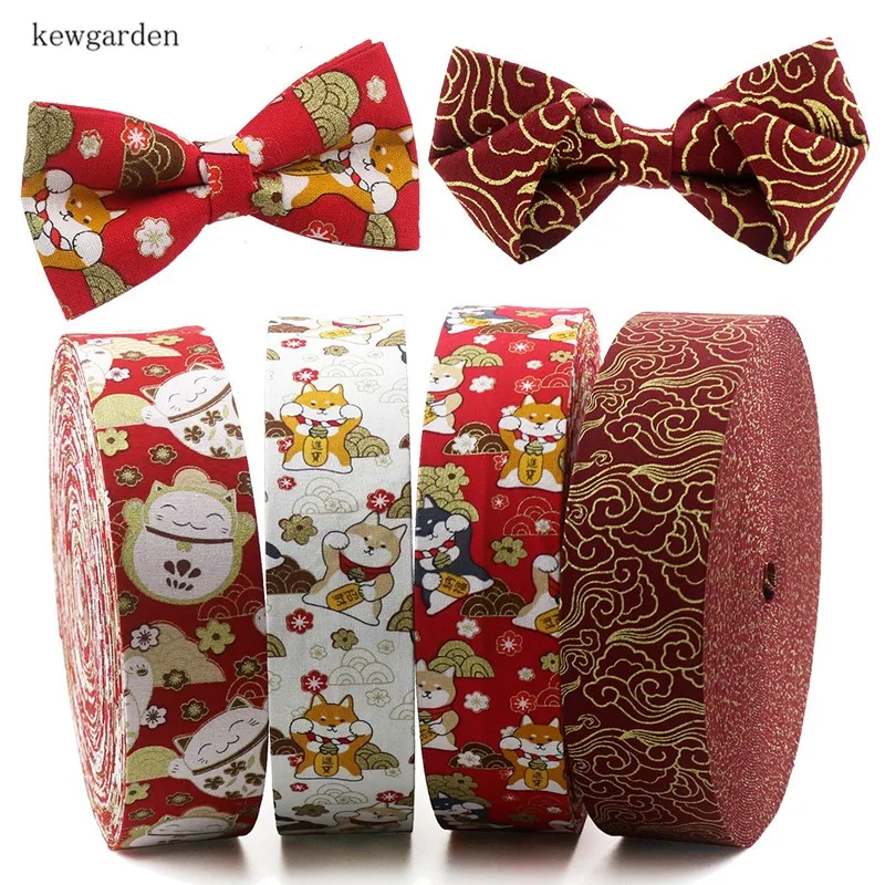 Kewgarden Cartoon Cat Fabric Layering Cloth Ribbons 2" 1" 3/8" DIY