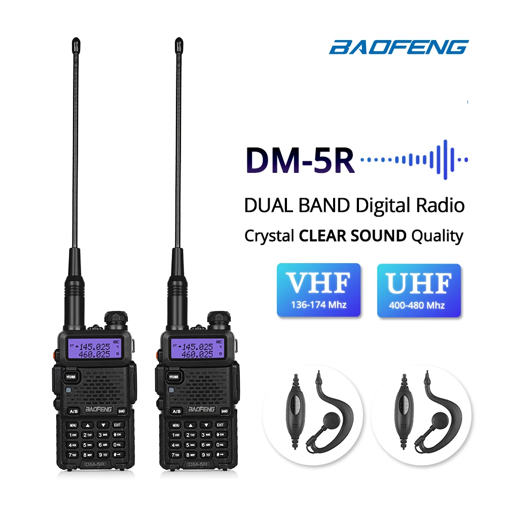 bilder für 2 stücke Baofeng DM-5R Dual Band DMR Digital Radio Walkie Taklie Transceiver 1 Watt 5 Watt VHF UHF 136-174/400-520 MHz Zweiwegradio 2000 mAH bilder für 2 stücke Baofeng DM-5R Dual Band DMR Digital Radio Walkie Taklie Transceiver 1 Watt 5 Watt VHF UHF 136-174/400-520 MHz Zweiwegradio 2000 mAH