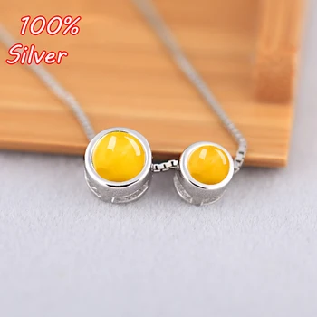 

925 Pure Sterling-silver color Jewelry 4mm And 5.4mm Pendant Blank Base DIY Mosaic of turquoise honey wax pendant Fittings