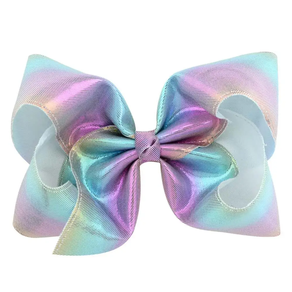 

Baby Girl Headband Baby Headwear Hairgrips jojo Siwa 8inch Large Hair Bow Colourful Laser Fabric Cheeer Bow Hair accessories