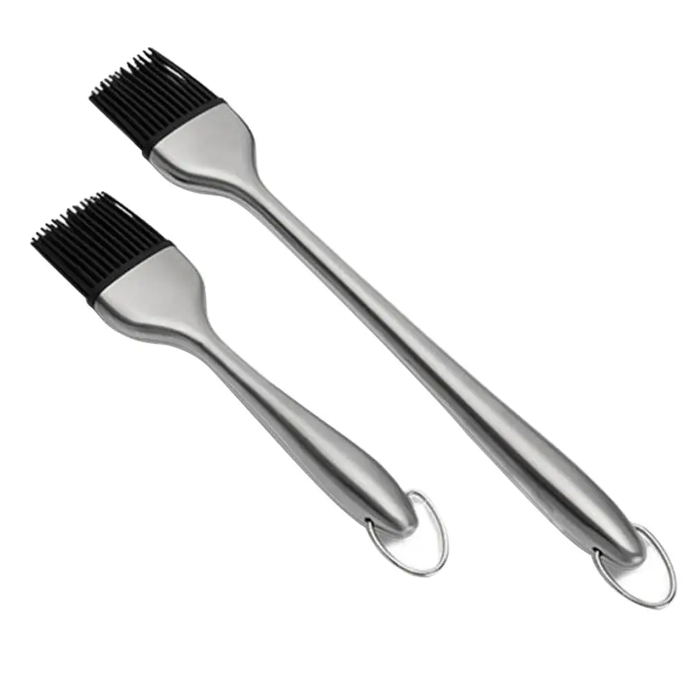2pcs/3pcs Stainless Steel Hollow Handle Silicone Brush Kitchen