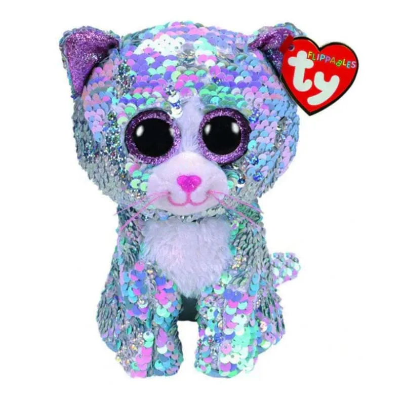 

Ty Beanie Boos 6" 15cm Whimsy - The Blue Sequin Cat Husky Owl Lion Dragon Dog Plush Regular Soft Stuffed Animal Doll Toy