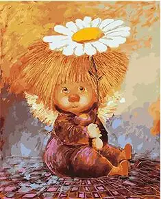 MaHuaf-X1588 Angel with chamomile coloring by numbers on canvas hand painted cuadros picture painting for wall decor 