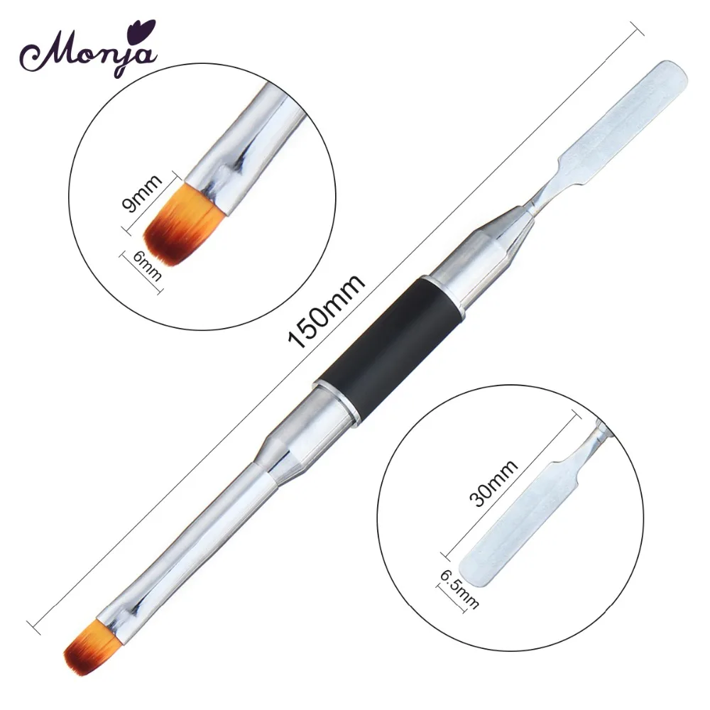 

Monja Dual Head Nail Art Acrylic UV Gel Extension Builder Drawing Brush Gel Polish Removal Spatula Stick Manicure Tool