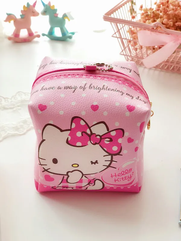 Новинка Hello kitty PU квадратная сумка для хранения на молнии квадратная косметичка EX-9658