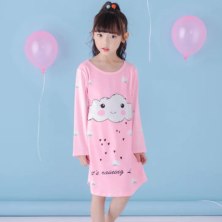 Детская одежда осенние платья с длинными рукавами пижамы для маленьких девочек хлопковая ночная рубашка принцессы Детская домашняя одежда для сна для девочек - Цвет: style 1