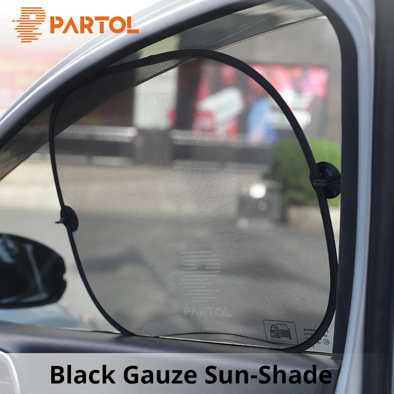 Partol Universal Black Polyester Portable Car Side Window Sunshades
