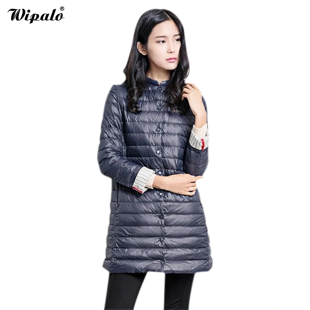 

Wipalo 2019 Hot Sale Casual Coat Parkas For Women Winter Female Snow Warm Jacket Long Thin Duck Down Coat For Laides
