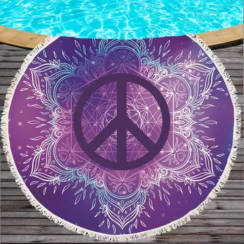 

Hot sale Feather style bath towel Microfiber Round Beach Towel with Tassel Large Beach Towels Blanket Picnic Yoga Mat Tablecloth