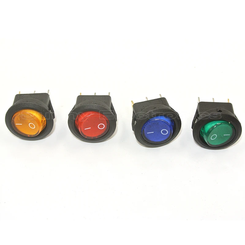 100pcs red green blue yellow led illuminated 12v rocker switch 20100pcs red green blue yellow led illuminated 24v rocker switch 20 amp dc, round light