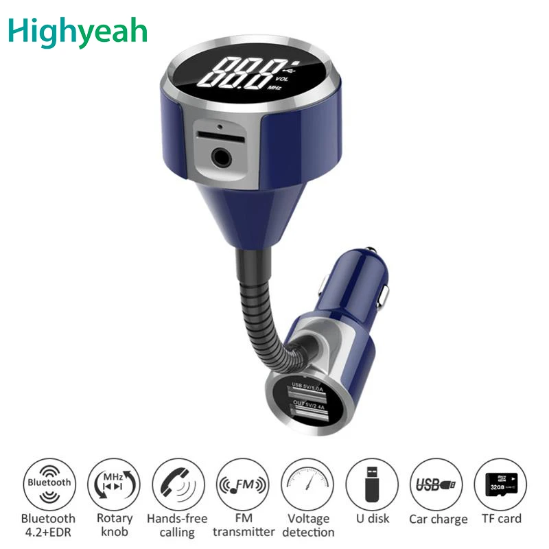 

Fm transmitter Bluetooth Car kit Handsfree Mp3 Player 1.4 inch LCD Display Audio Output SD Card For iphone X/8/8P/7/7P/Android