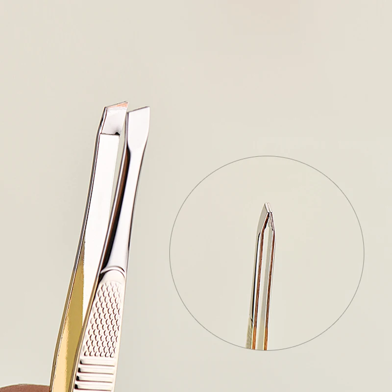 spesifikasi Alis Penjepit Golden Silver Stainless Steel Slant Ujung Datar Melengkung Forceps Rambut Kosmetik Alat Makeup Kit Wajah Pemangkas
