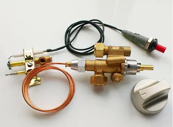 GAS CONTROL VALVE WITH THERMOCOUPLE KNOB AND BURNER PILOT 