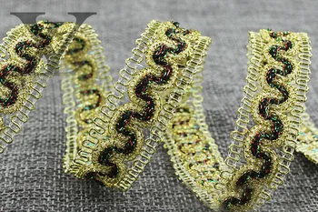 

100 yards/lot Centipede Lace Belt Curved Edge Braided Gold Lace Garment Accessories Ribbon Lace Trim DIY 1.8CM Wide