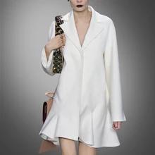 Высшее модное однотонное зимнее пальто Bayan Kaban, Осень-зима, Европейское высококачественное шерстяное пальто, зауженное женское