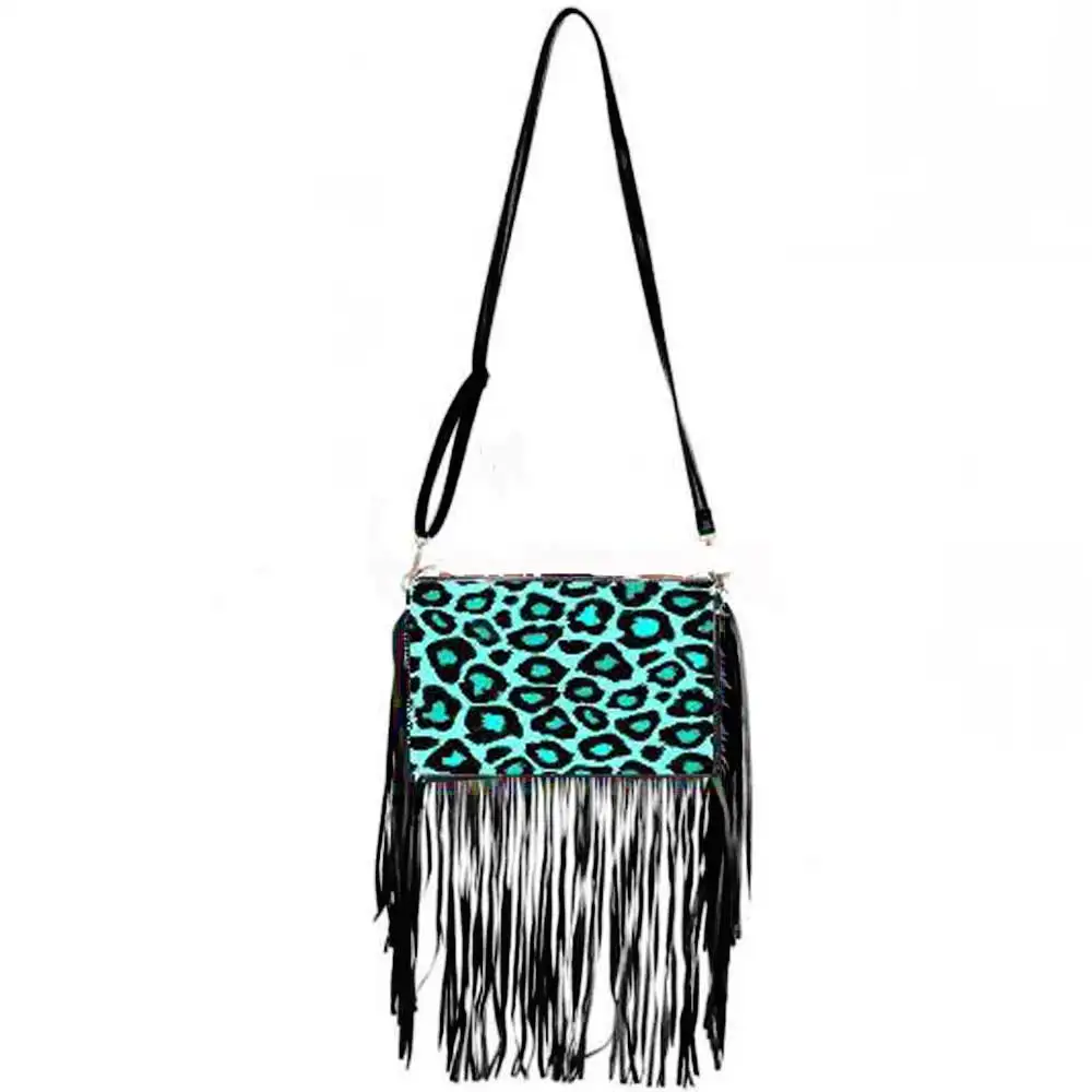 

Luxury Handbags Women Bag Designer Soft Canvas Turquoise Leopard Shoulder Bags with Tassel long Chain Lady Crossbody Bag Purse