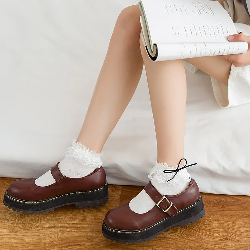Jeseca милые мягкие хлопковые носки для женщин и девочек г. Зимние милые японские носки с оборками, бантом и кружевом женские винтажные носки в стиле Харадзюку