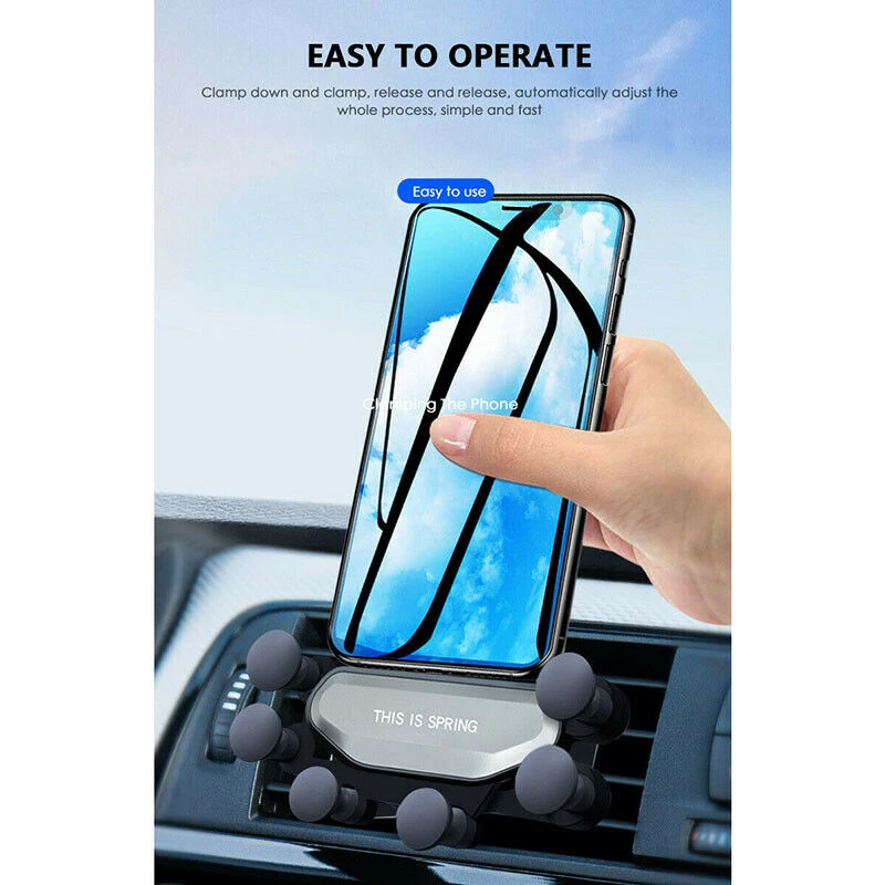 

7 points support high quality TPU + ABS Universal Non-slip Automatic Grip Car Phone Holder Stand Vent Gravity Bracket