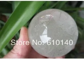 

TOP! RAINBOW!! NATURAL PRETTY GREEN PHANTOM CRYSTAL SPHERE BALL HEALING
