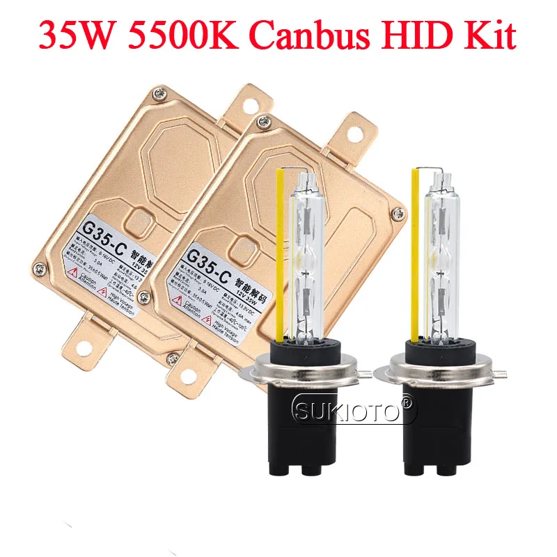 SUKIOTO 35W 5500K Fast Bright Canbus HID Kit Xenon H1 H7 H11 HB3 HB4 9012 D2H HID Bulbs Car Styling 35W Xenon Canbus Ballast Kit (6)