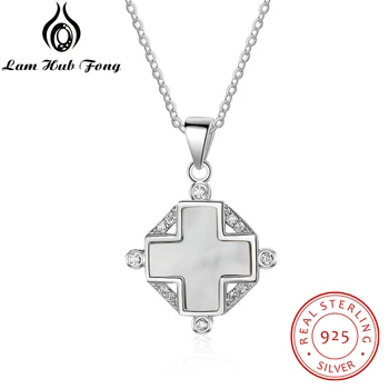 

Elegant 925 Sterling Silver Cross Necklace with Mother of Pearl & Cubic Zirconia Stylish Sterling Silver Jewelry (Lam Hub Fong)