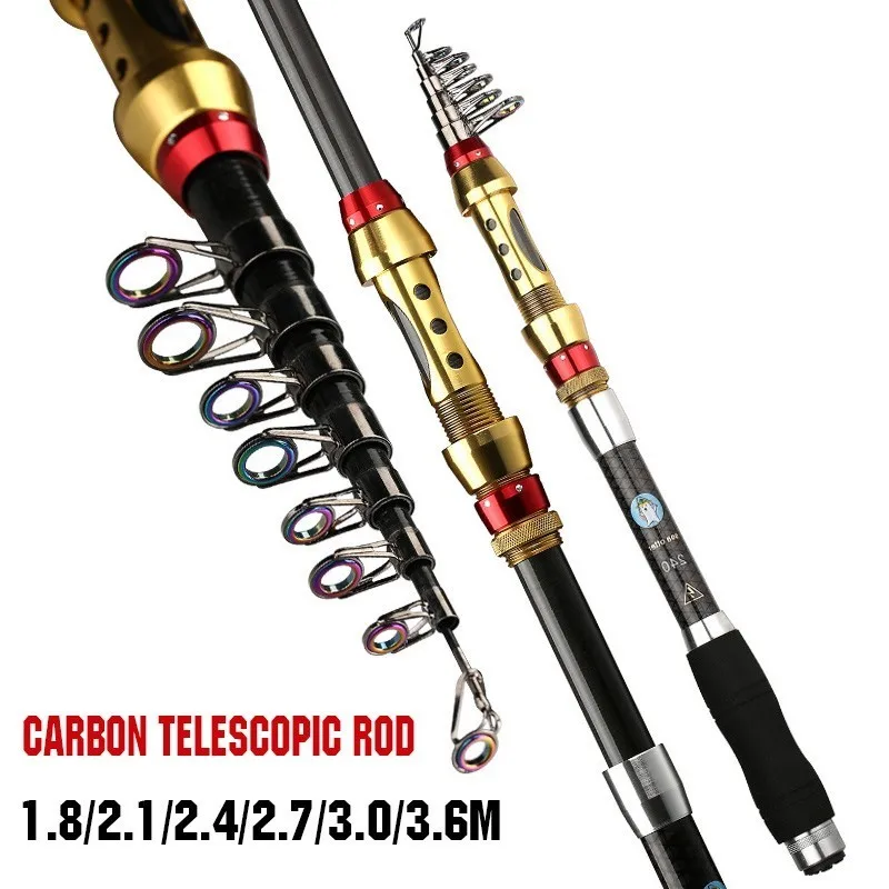 

Short Sea Fishing Rods Fiber Telescopic Fishing Rod 99% Carbon 1.8/2.1/2.4/2.7/3.0/3.6M Spinning Fishing Tackle Rock Fishing Rod