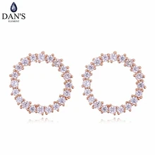 DAN'S ELEMENT 3 цвета настоящий большой бренд AAA циркония микроинкрустации круглые серьги гвоздики для женщин 130414