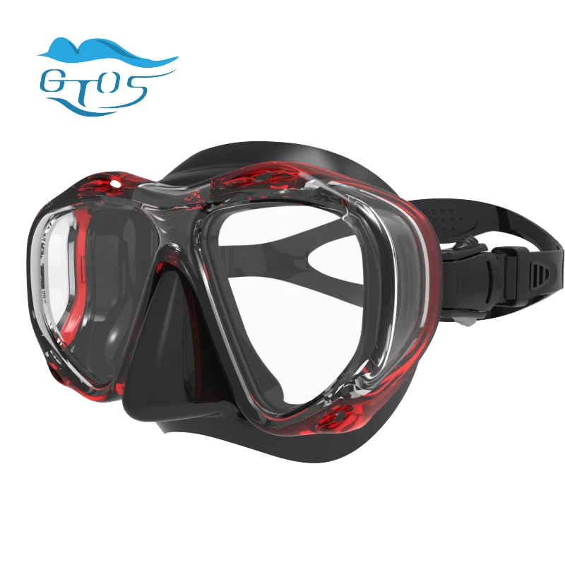 

Gtos diving mask Optical Diving Gear Myopia Nearsighted -2.0 to -5.0 reading lens +1.5 to 3.5 with plug-in lens color red