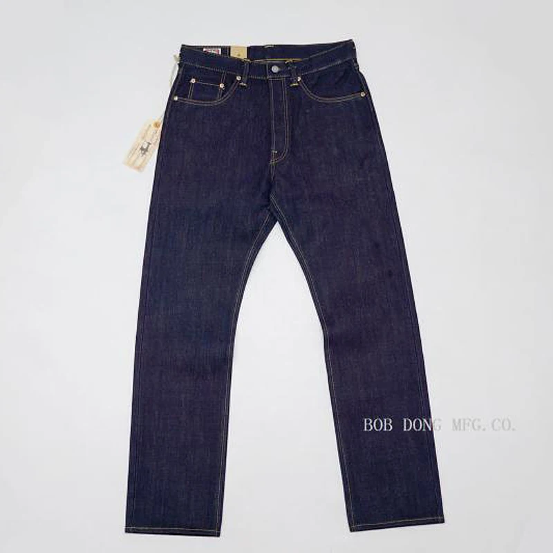 BOB DONG 23 унции мужские джинсы красная линия Selvage джинсовые брюки Slim Fit прямые ноги