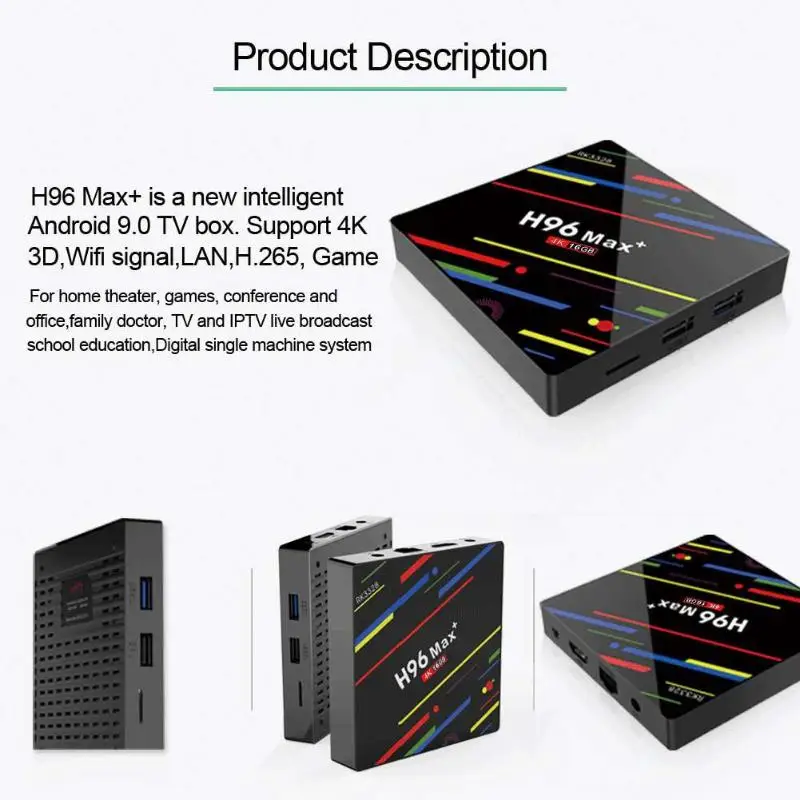 H96 Max Plus Android 9,0 ТВ приставка Rockchip RK3328 Четырехъядерный 4 ГБ 32 ГБ 64 Гб 2,4G 5G WiFi BT 4K USB3.0 H.265 телеприставка медиаплеер